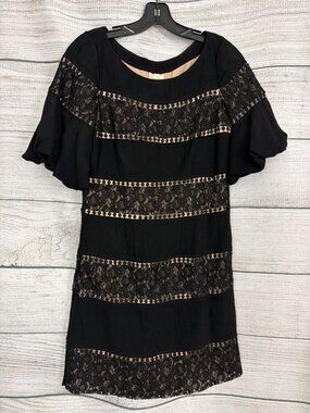 Tracy Reese Lace Panel Dress With Flutter Sleeves & Button Back Size 6